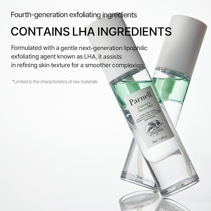 Parnell Cicamanu Serum Mist - Centella Asiatica, Hyaluronic Acid, Ceramide, LHA, Balancing Oil, Moisturizing and Soothing for Radiant Skin (1.69 Fl Oz / 50ml)