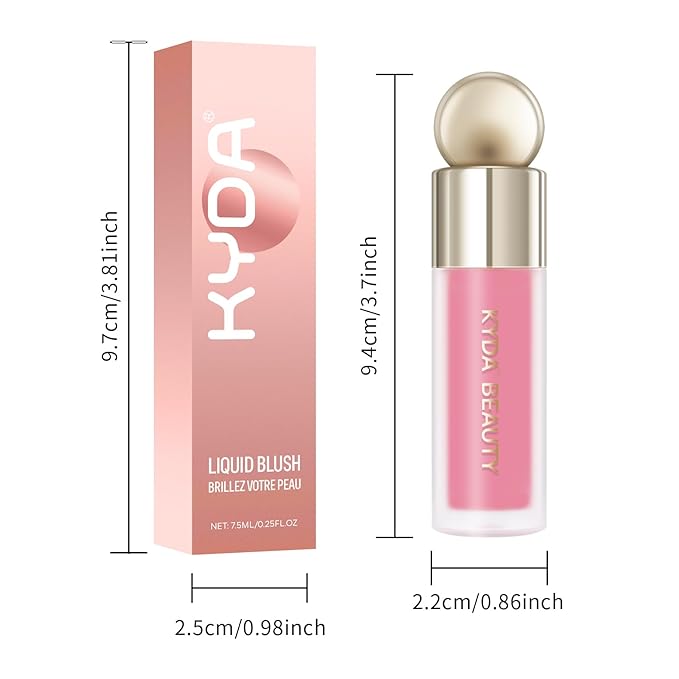 KYDA Liquid Blush, Matte Tinted for Cheeks, Lasting Dewy Finish, High Pigment Soft Creamy Blush, Blendable Lightweight Cover-Cool Pink