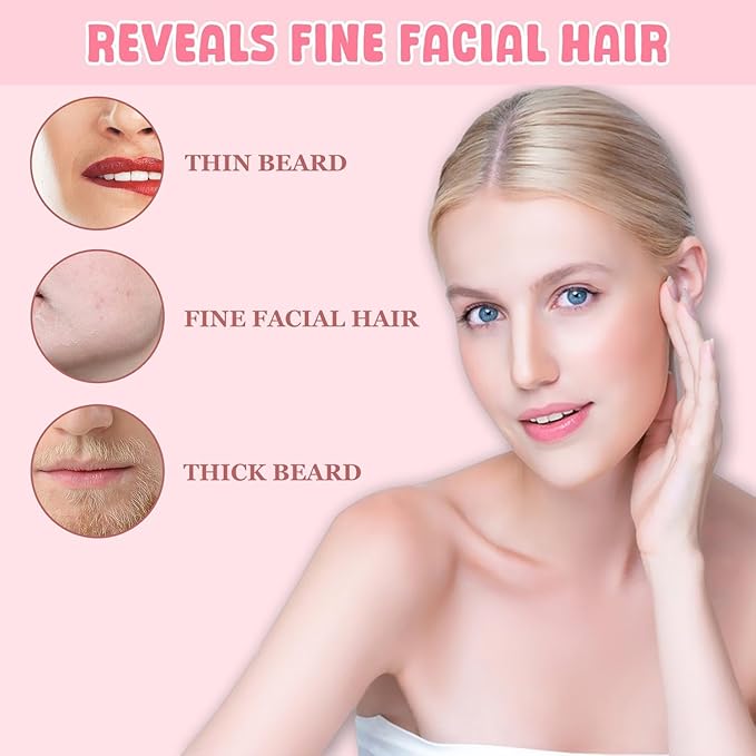 Hair Identifier Spray for Face Shaving, Moisturizing and Skin Care Dermaplaner Spray,Skin Body Hair Identifier Comfortable Face Shaving Powder (Pink 2Pack)