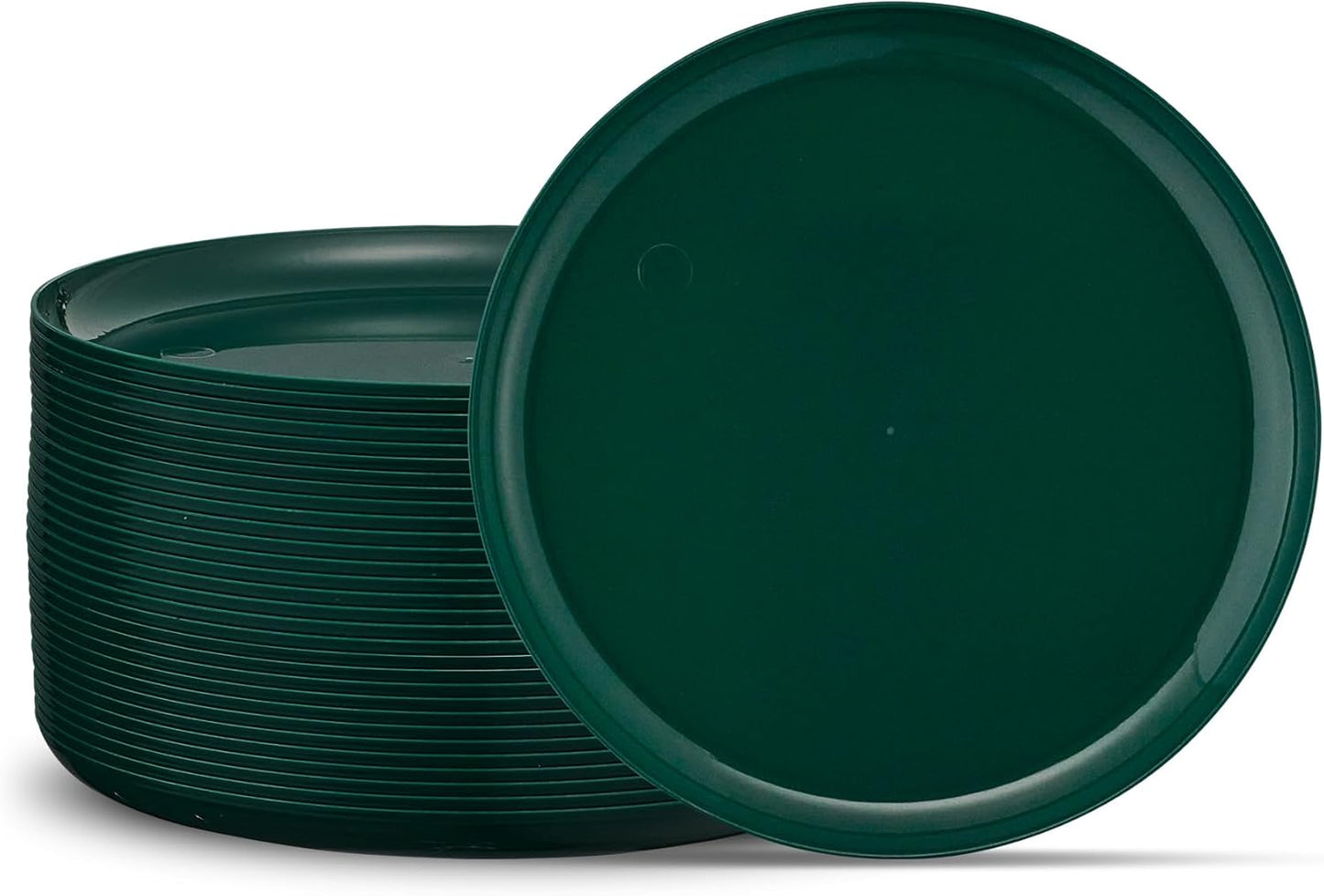 PLASTICPRO [30 Pack 6.3'' Christmass Green Plastic Party Plates Edge Collection Premium heavyweight Elegant Disposable Tableware Dishes
