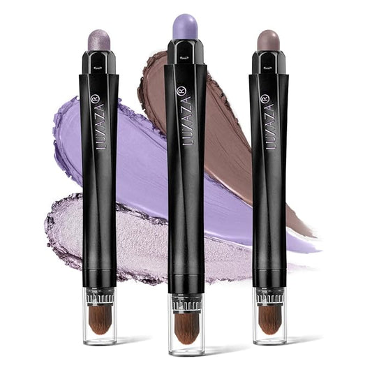 3PCS Eyeshadow Stick Sets,Pro Longwear Cream Eye Shadow Sticks Pencil Crayon,Eye Brightener Stick-Lilac Love