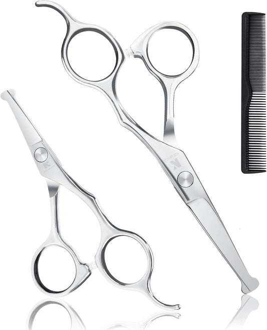 Professional Kids Hair Cutting Scissors Kit - Rounded Tips Barber Hair Cutting Shears (6.1'') & Hair Trimming Scissors (5.1'') for Babies, Toddlers, Children, Home & Salon Haircut Kit