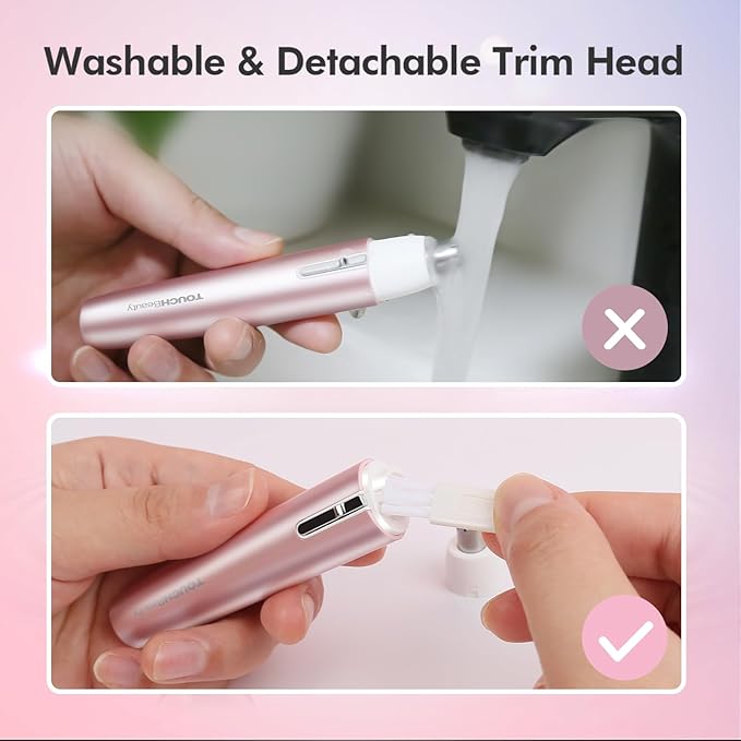 TOUCHBeauty Battery Powered Ear and Nose Hair Trimmer for Women, Portable Battery Powered Trimmer, Mini Painless Design for Sensitive Skin, Easy Clean & Travel Friendly