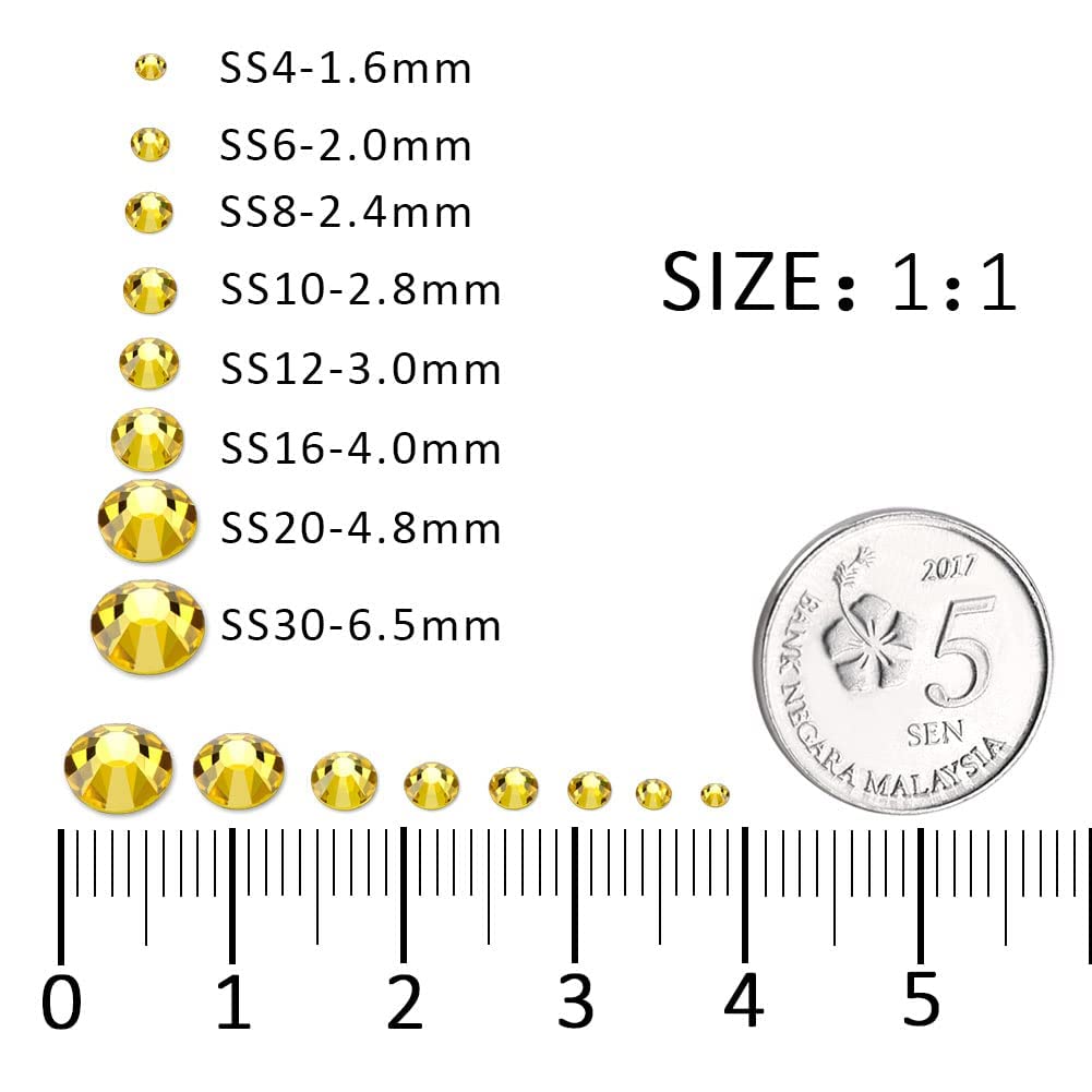 3000Pcs Lemon Yellow Crystal Rhinestones,Glass Flatback Rhinestones Mini Gemstones for Nail Face Makeup Art Crafts Clothes Decoration -(SS6,2.0mm,Lemon Yellow)