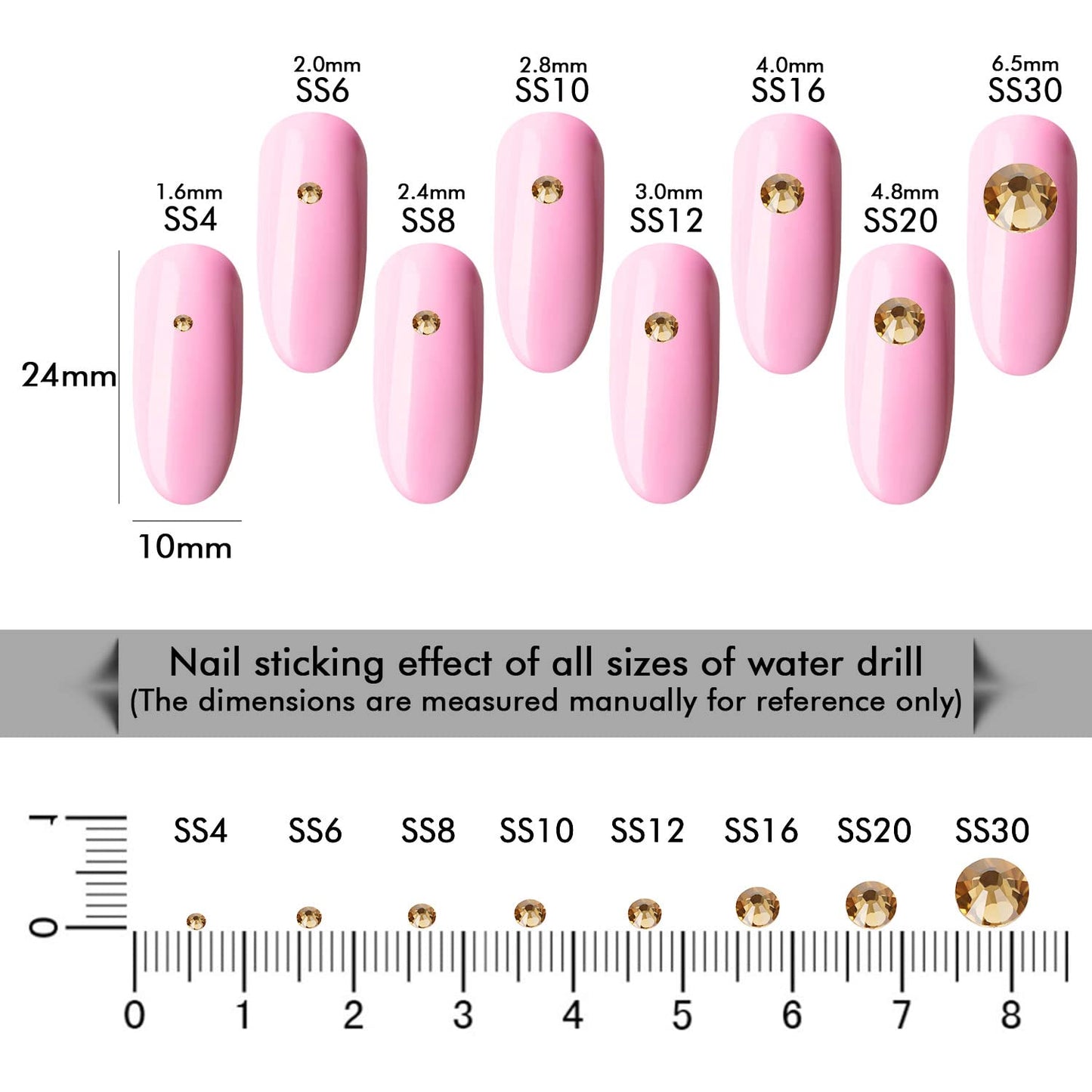 1440Pcs Topaz Crystal Rhinestones,Glass Flatback Rhinestones Gemstones Mini for Nail Face Makeup Art Crafts Clothes Decoration -(SS6,2.0mm,Topaz)