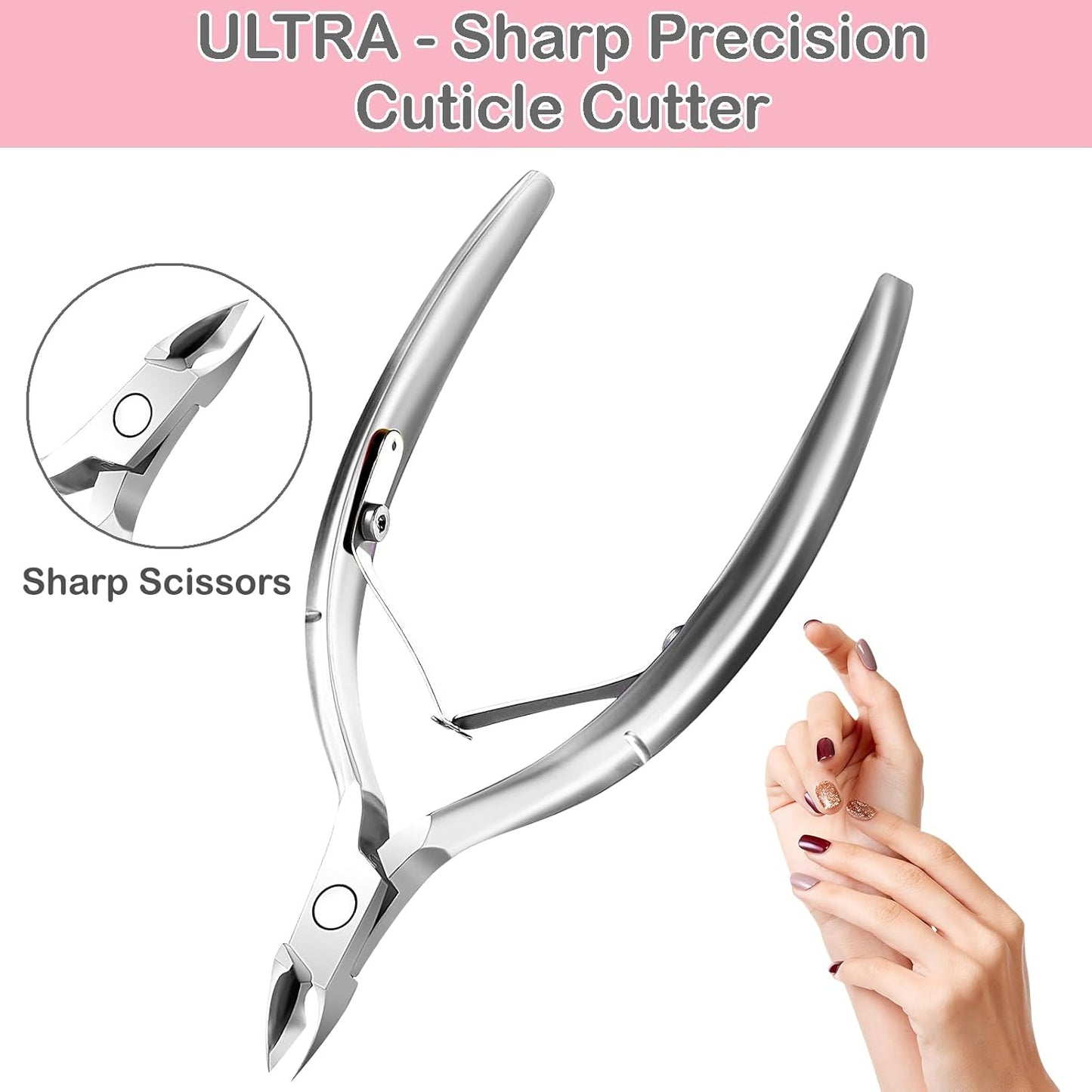 Cuticle Trimmer Cuticle Nippers, Durable Cuticle Cutter, Salon Toe Nail Cuticle Clippers, Stainless Steel Cuticle Remover Cuticle Scissor, Pedicure Manicure Tools for Fingernails and Toenails
