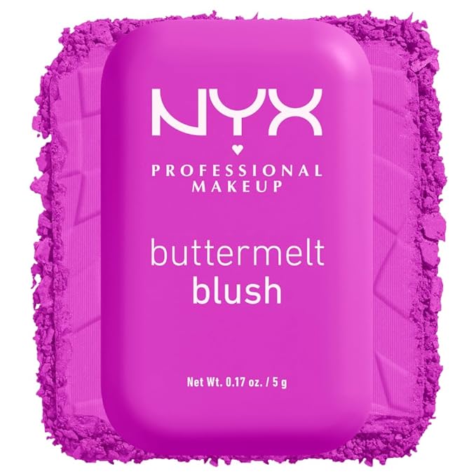 NYX PROFESSIONAL MAKEUP Buttermelt Powder Blush, Fade and Transfer-Resistant Blush, Up to 12HR Make Up Wear, Vegan Formula - All The Butta