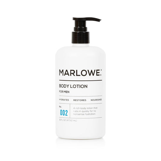 MARLOWE. No. 002 Body Lotion 15 oz Pump, Original, Revitalizing Dry Skin Lotion with Aloe Vera & Amino Acids, Hydrates & Nourishes, Lightly Scented