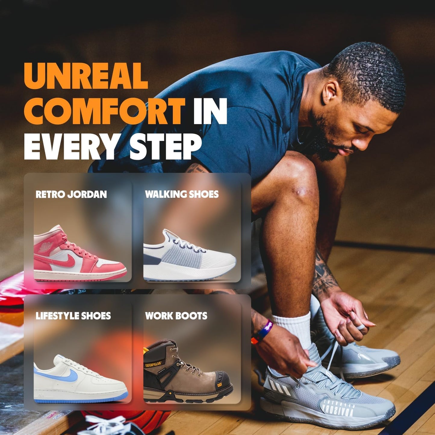 MOVE All Day Comfort Insole - Extra Plush Foam Insole for Stress Reduction on Feet, Knees, Back, Shock Absorbing, Walking, Foot Cushion, Comfort, Arch Support, and Work Boots (M11-11.5/WM12.5-13)