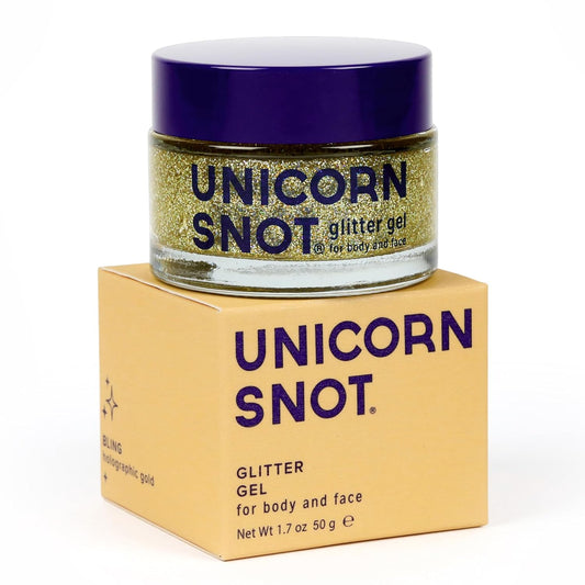 UNICORN SNOT Holographic Face Glitter & Body Glitter Gel: Glitter Makeup, Hair Glitter, Festival Rave and Anime Cosplay, Halloween Costume Makeup - Vegan & Cruelty Free, 1.7 oz Gold Glitter (Bling)