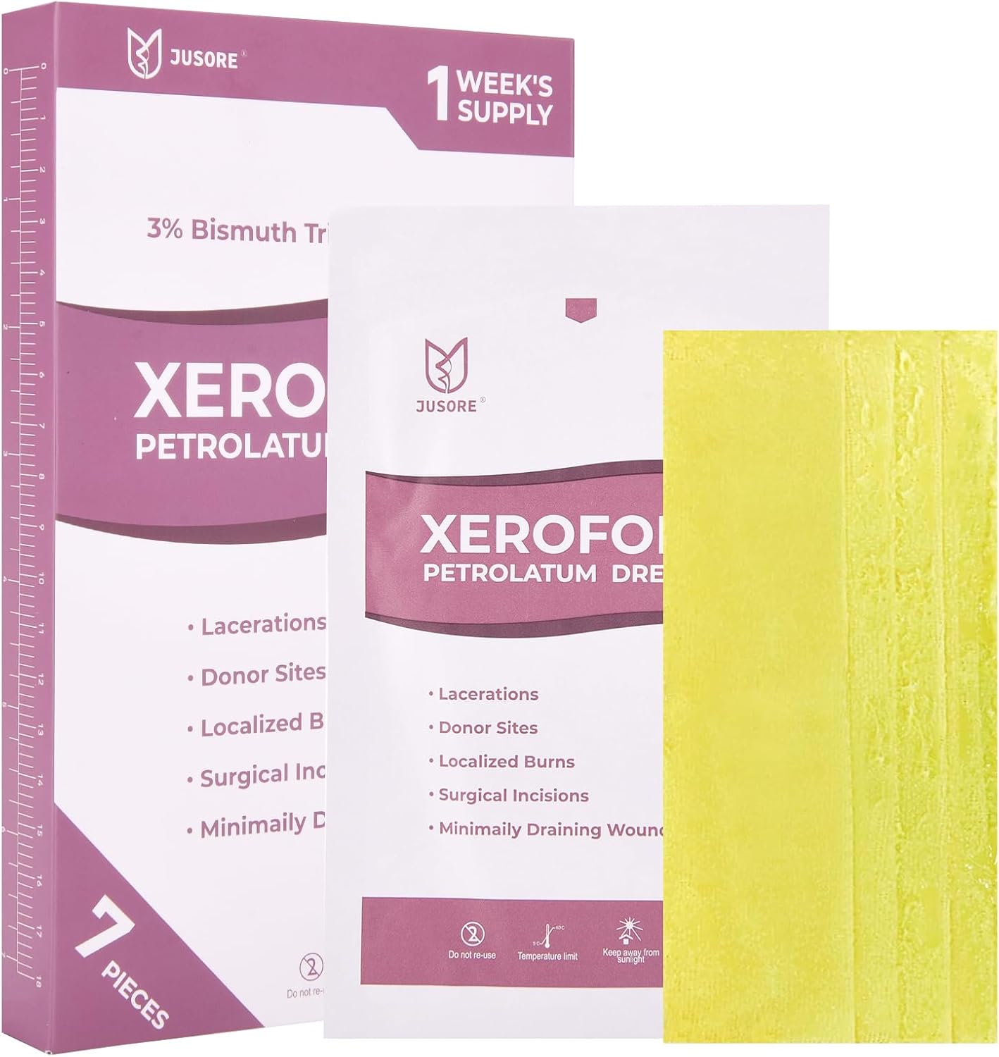 Xeroform Petrolatum Dressing - 5"x9", Medical Non Stick Gauze Pads, Xeroform Soft Mesh Gauze Patch for Wound Care, Burns, Lacerations, Skin Grafts & Surgical Incisions, 7 Individual Pack