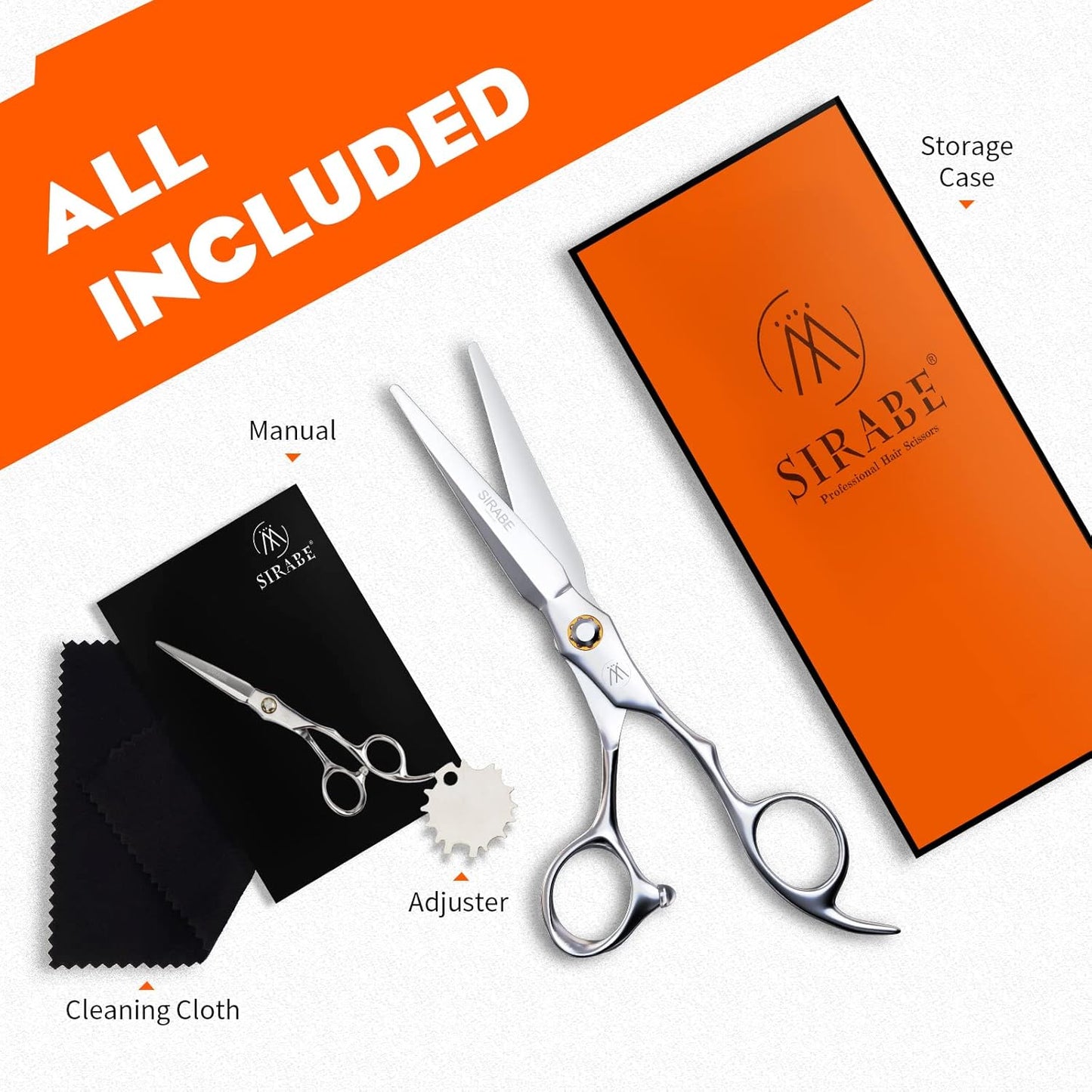 Sirabe HIGH-END Professional Hair Cutting Scissors Shears - Ultra Sharp Blades for Precise Cutting - Barber Shears Haircut Scissors 440C Stainless Steel for Salon Hairstyling & Home Hairdressing