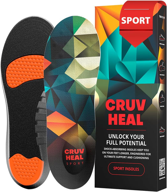 Sport Shock Absorbing Insoles - Athletic Shoe Cushioning Inserts for Men and Women - Ideal for Active Sports Running Training Hiking - Neutral Arch Good for Sneakers Shoes, S