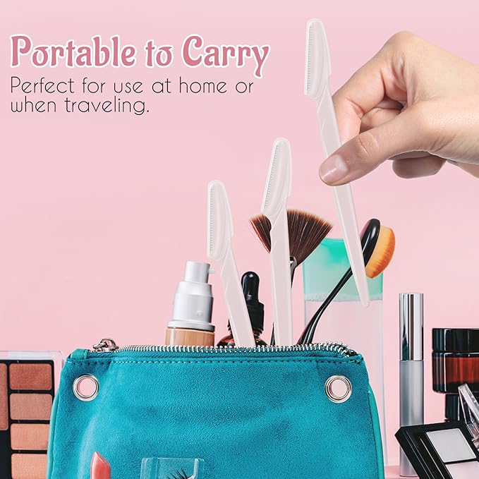 6 Pcs Light Pink Eyebrow Razor, Face Razors Multipurpose, Facial Razors for Women Men, Eyebrow Trimmers Shaver with Protective Cover, Dermaplaning Tools for Face Body Use, Facial Hair Removal Tools