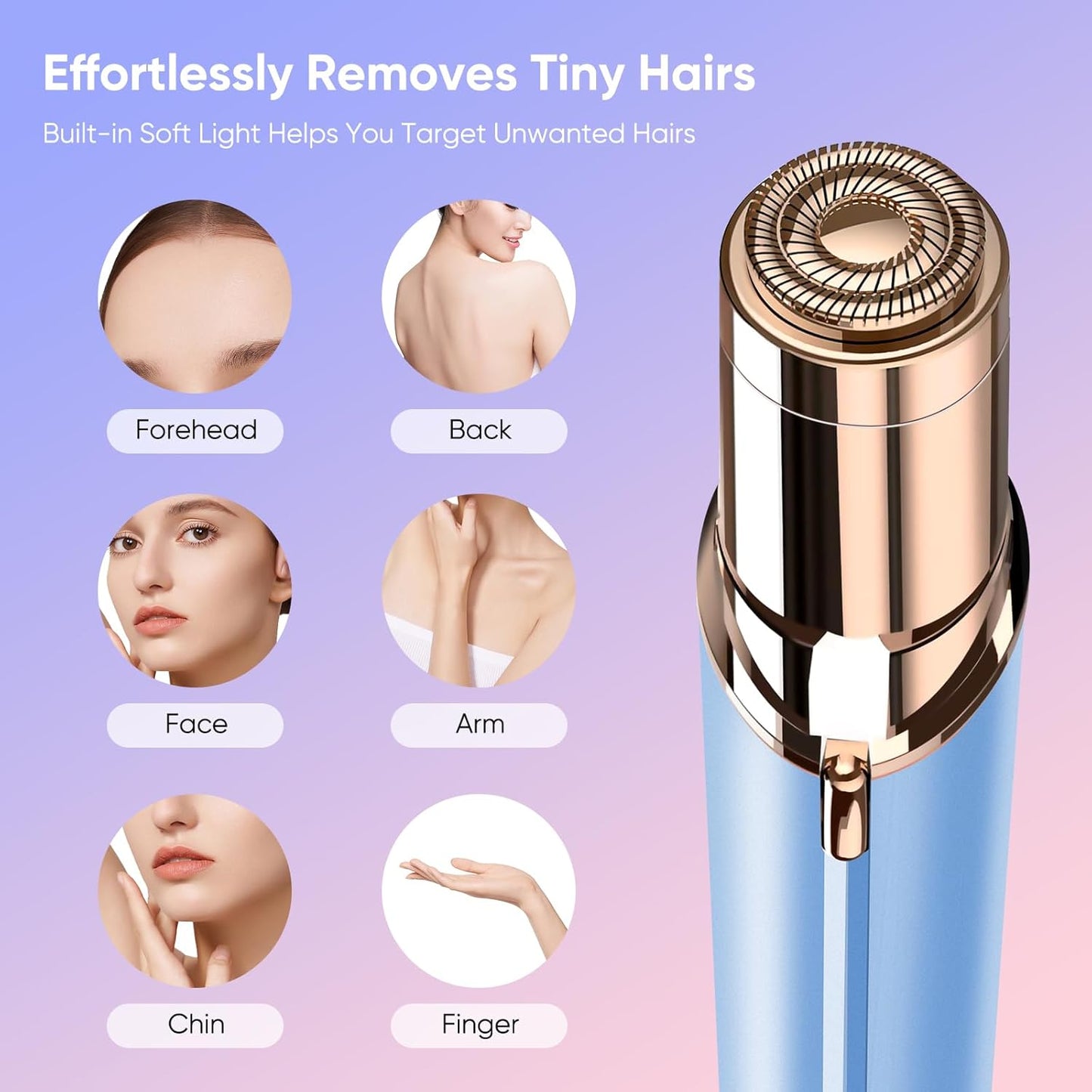 Facial Hair Remover for Women- as Seen on TV Painless Face Shaver -Mini Hair Remover, Electric Razor Shaver Portable Bikini Epilator for Lips, Chin, Armpit, Peach Fuzz, Fingers, Neck, Cheek