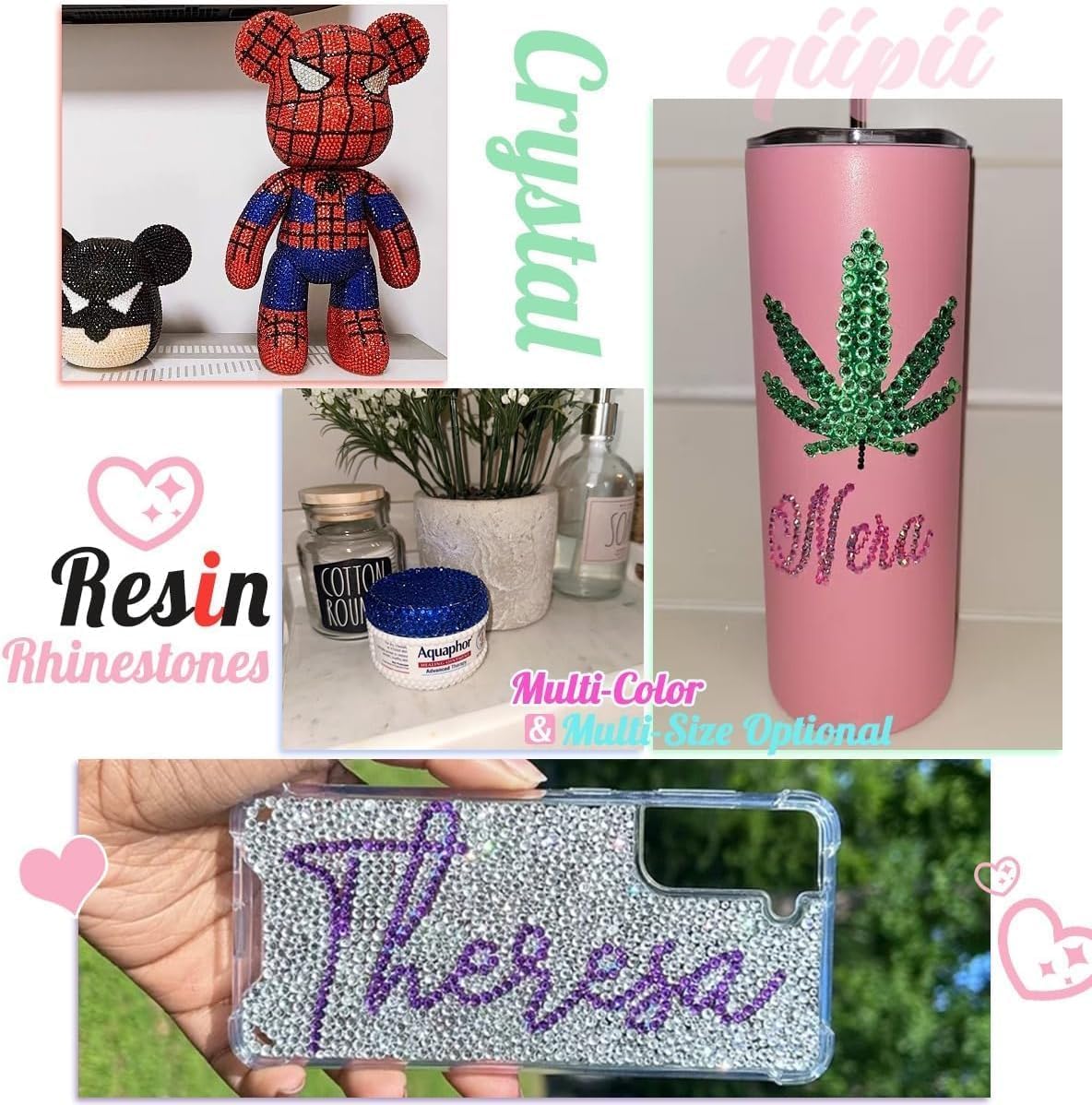 16000PCS Teal Blue Crystal Resin Rhinestones for Crafting 3mm 4mm 5mm Blue Zircon Flatback Stones Gems Non-Hotfix Diamonds Crystals Charms for Nails Face Eyes Makeup Tumblers Bottles DIY Crafts