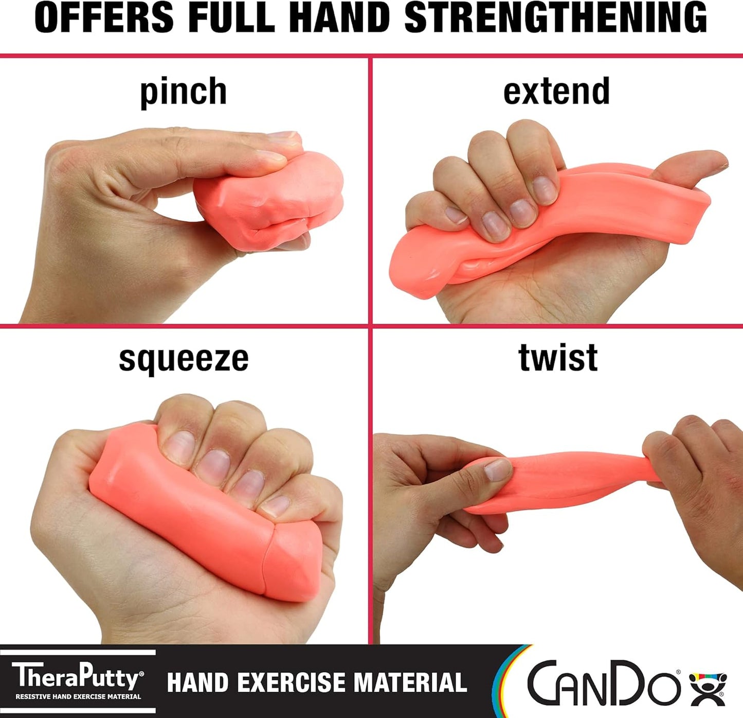 CanDo TheraPutty Standard Hand Exercise Putty For Rehabilitation, Exercises, Hand Therapy, Occupational Therapy, Hand Strengthening, Improve Motor Skills, Stress Relief