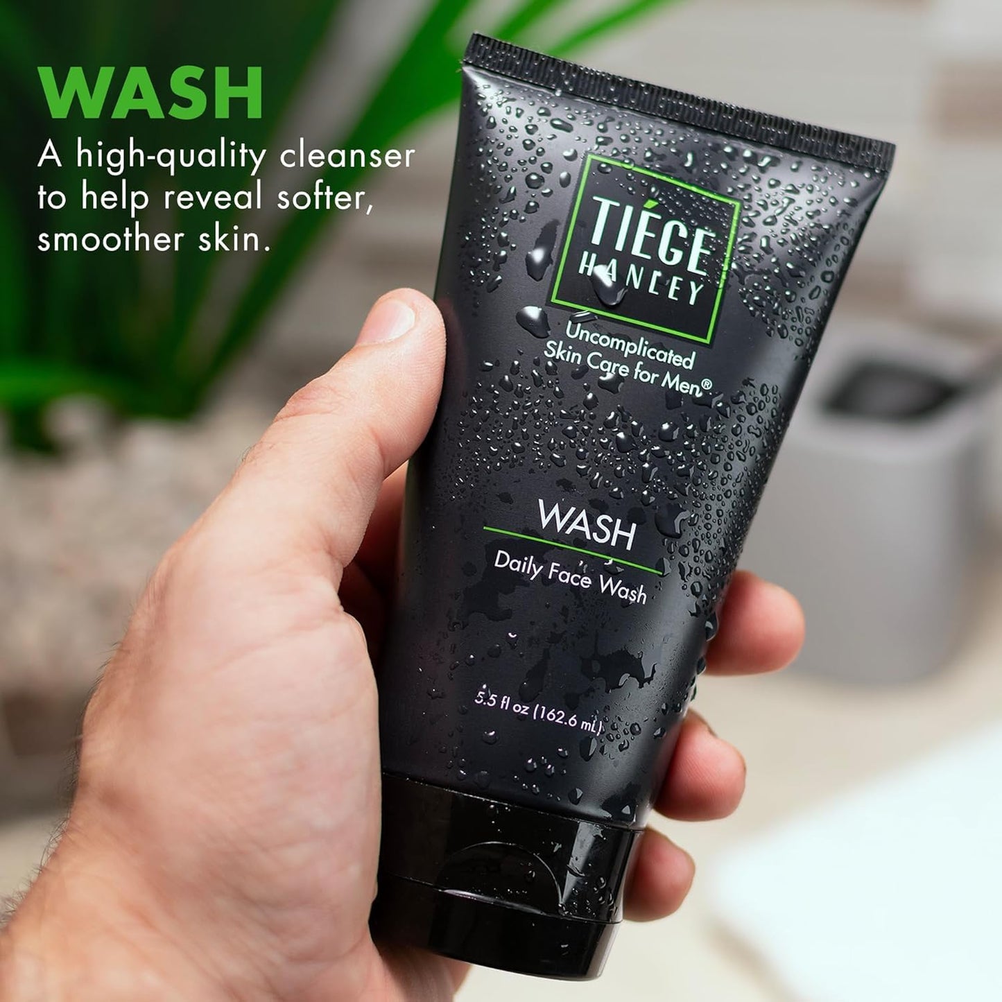 Tiege Hanley Daily Mens Face Wash, 5.5 Oz - Gentle Fragrance-Free Face Cleanser for Men Revitalizes, Hydrates & Softens Skin - Men's Face Wash & Facial Cleanser Skincare for Dry & Sensitive Skin