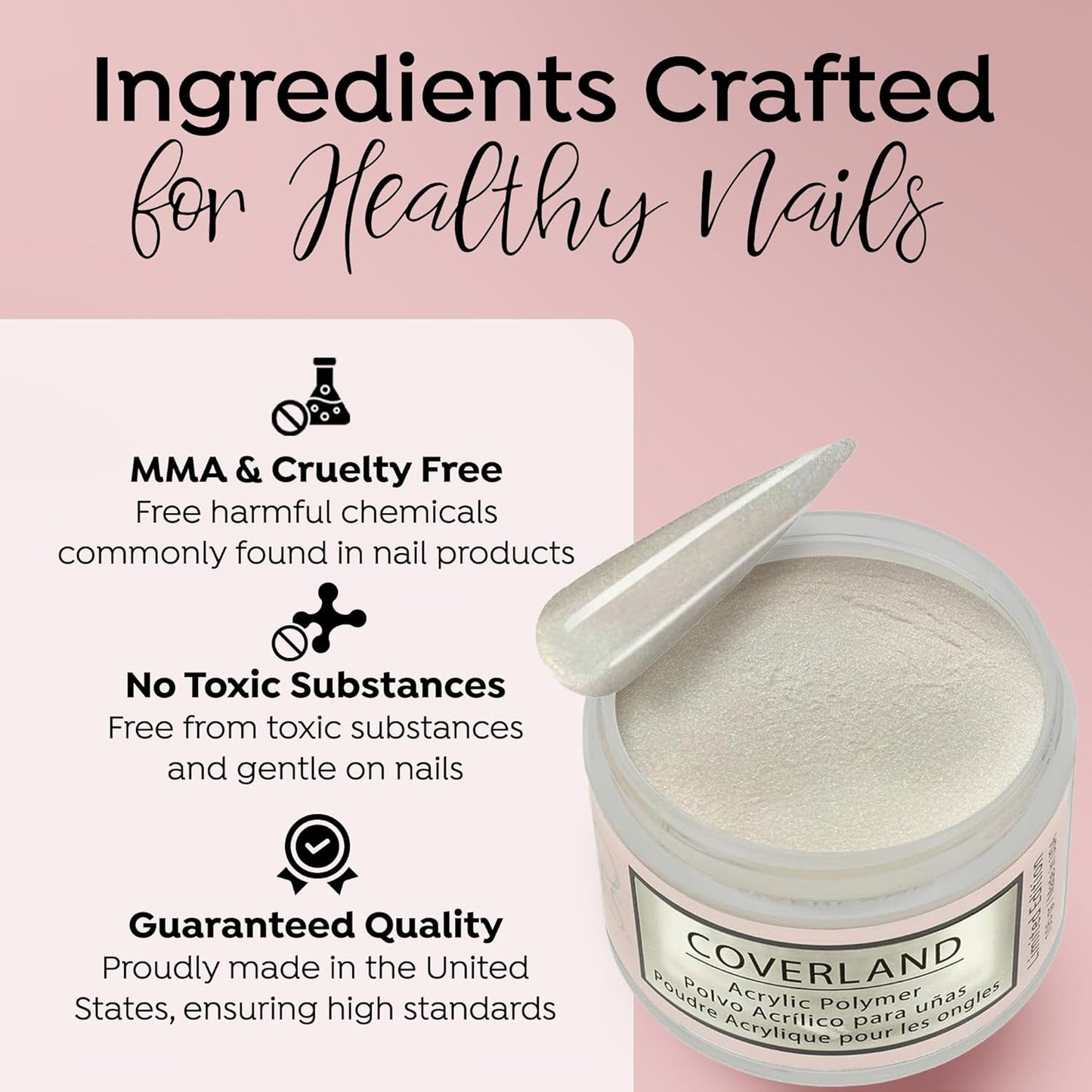 Tones Coverland Acrylic Nail Powder "Velvet Show" - Limited Edition Acrylic Powder for Nail Design, Sculpting, and Masking Nail Bed Imperfections - Professional Acrylic Nail Supplies - (1.5 Oz)