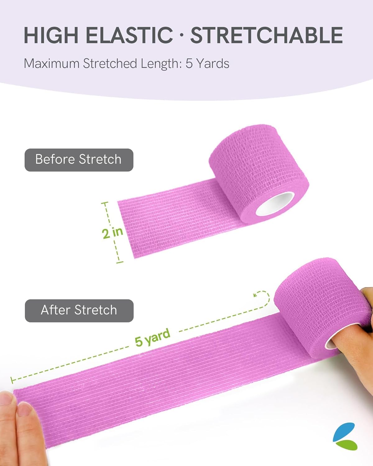 FriCARE Self Adhesive Bandage Wrap, Medical Tape in First Aid Kit, Cohesive Bandages for Wounds Sport Vet, FSA/HSA Eligible, 2 Inches X 5 Yards 6 Rolls, Fluorescent Purple