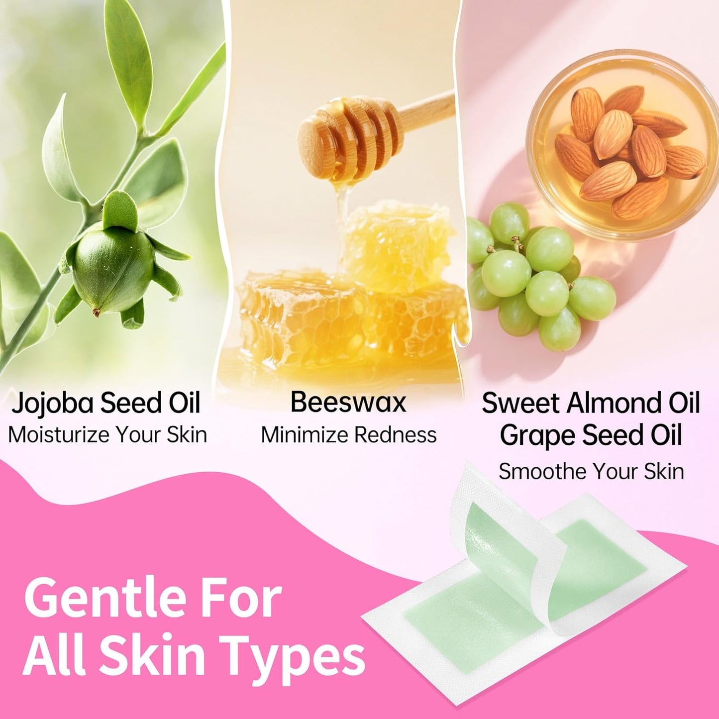 Beauty7 Body Wax Strips Kit, Ready to Use Waxing Strip, Facial Hair Removal, Arms Legs Underarm Bikini Hair Removal, 36 Strips 6 Calming Oil Wipes for All Skin Types