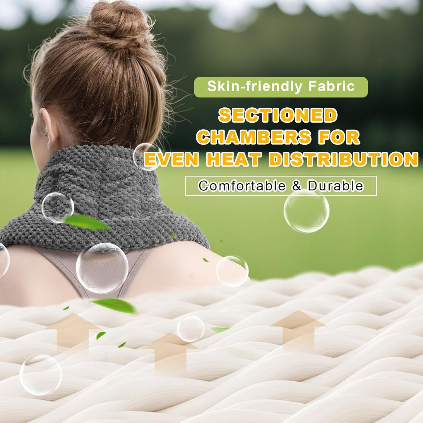 UNCN Long Wide Heating pad for Neck and Shoulders Back 33 * 5.9" microwavable Large Moist Heat Pack Warm hot Compress Neck wrap Weighted Bag Massage Reusable Herbal Nature Calming Portable 1.95Pounds