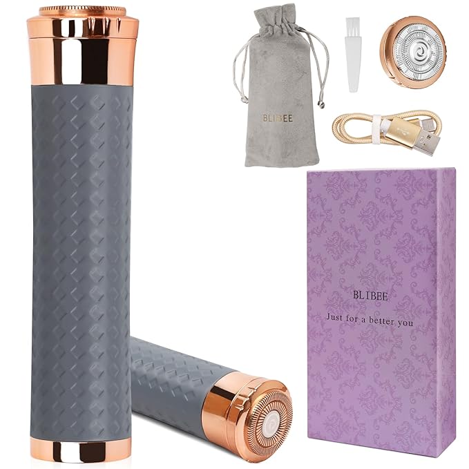 Facial Hair Removal for Women, Rechargeable Hair Removal Device, Painless Face Electric Razor/Shaver for Lip, Arms, Face, Peach Fuzz (Gray)