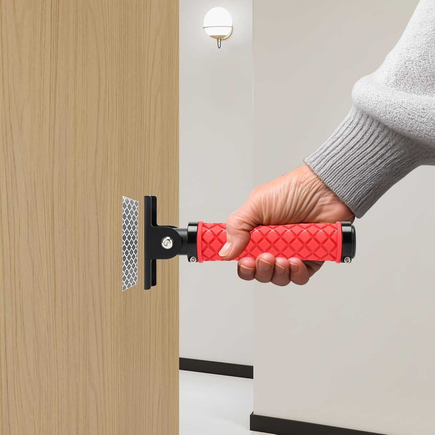 Doorway Flip Assist Handle for Elderly,Folding Grab Bar,Wall Handles Non-Slip Grip for Disabled,Pregnant,Seniors Handicap and Injured People,Luminous Aid Supports Up to 300 Pounds(Red)