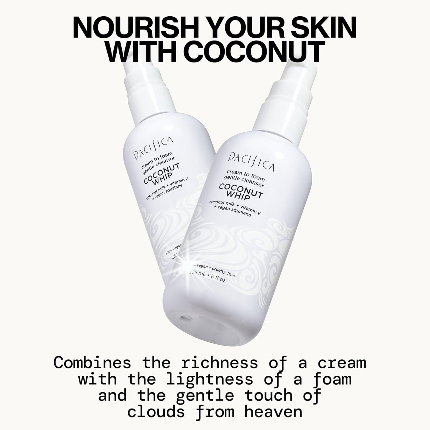 Pacifica Coconut Whip Cream to Foam Face Wash - Gentle Hydrating Facial Cleanser for Dry & Sensitive Skin, Moisturizing Daily Face Wash, Non-Comedogenic Vegan & Cruelty-Free, Dermatologist Tested 8oz