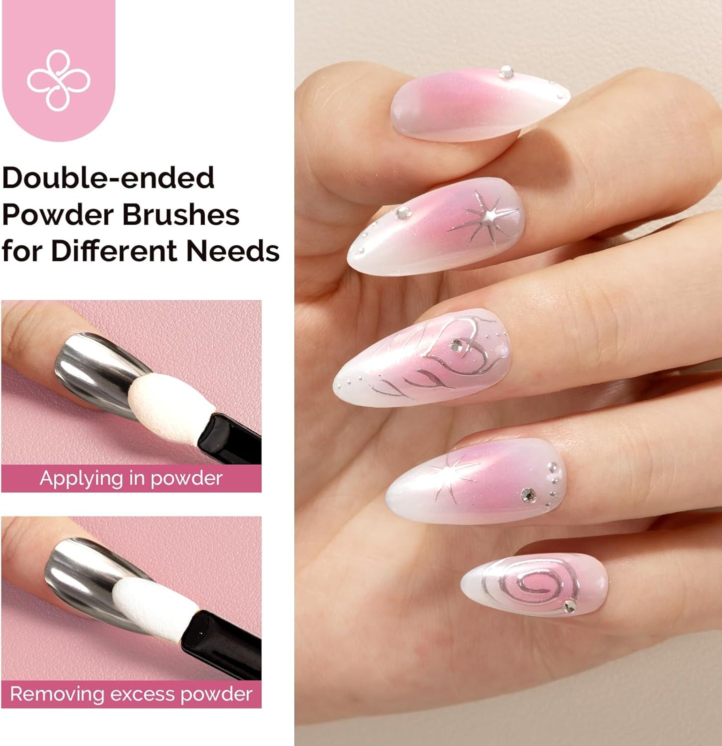 MelodySusie 4Pcs Chrome Nail Powder for Gel Nails, Aurora Fine Glitter Powder Mirror Effect Pigment Pearlescent Mermaid Pigment Pearl Glitter for Home DIY Salon Use