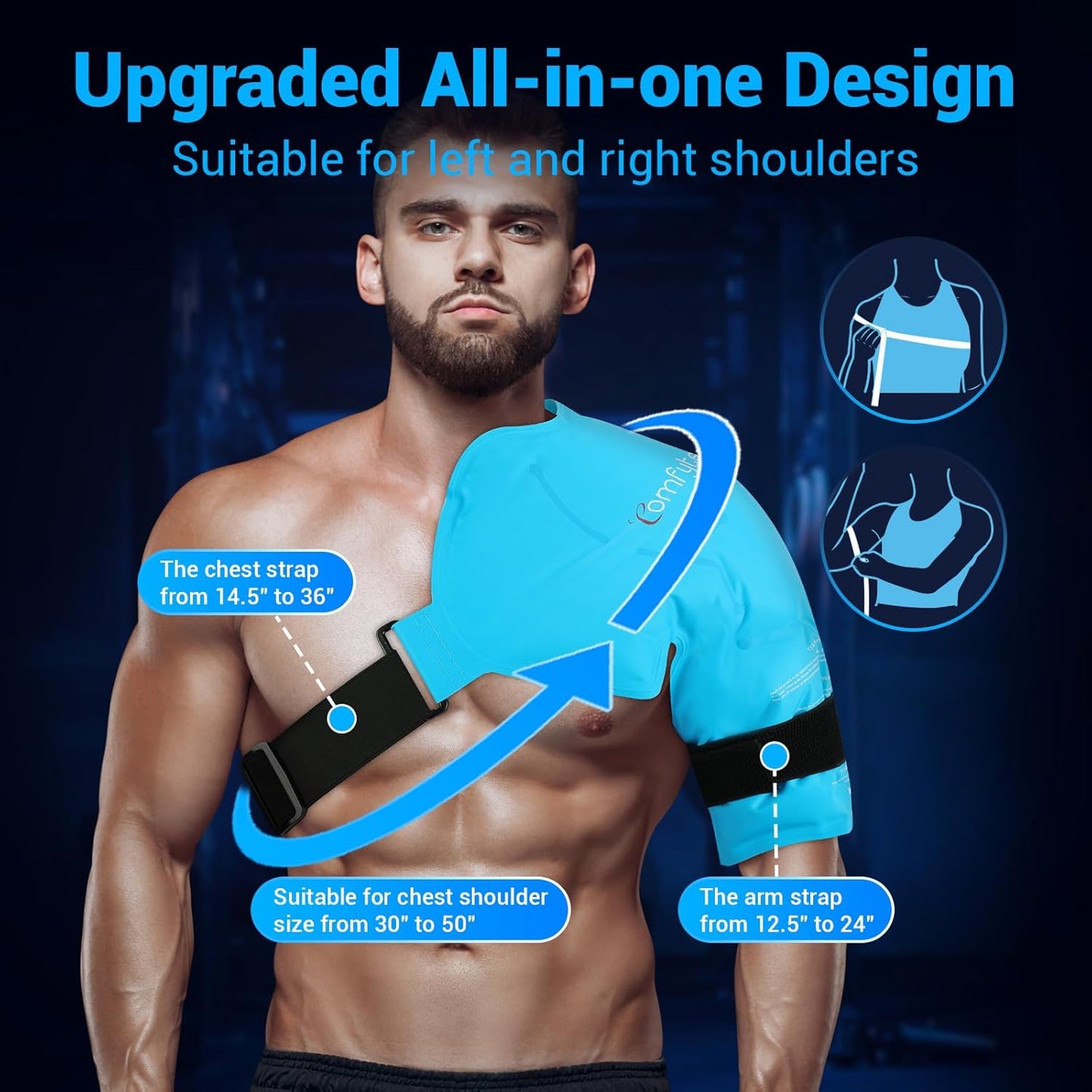 Comfytemp Shoulder Ice Pack Rotator Cuff Cold Therapy Wrap, FSA Eligible, Gel Ice Packs for Injuries Reusable, Instant Cold Compress Shoulder Brace for Pain Relief, Surgery Recovery Item Gift (Large)