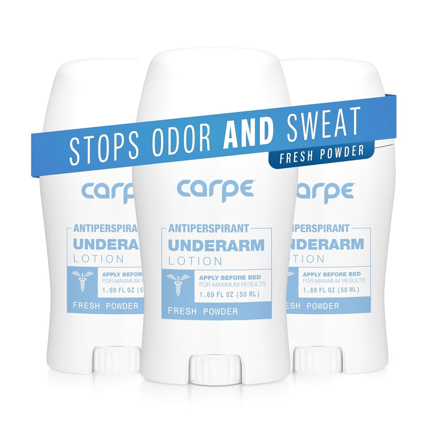 Carpe Underarm Antiperspirant and Deodorant, Clinical strength with Fresh Powder scent, Combat excessive sweating Stay fresh and dry, Great for hyperhidrosis (Pack of 3)
