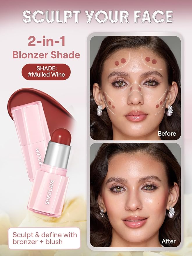 SHEGLAM Buttery Bliss Blush Stick Cream Milk Makeup Blush-Chestnut Flush