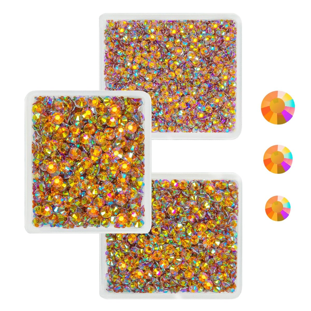 Orange Yellow AB Crystal Resin Rhinestones for Crafting Light Orange Flatback Stones 3mm 4mm 5mm Non-Hotfix Diamonds Crystals Gems Charms Supplies for Nails Face Eyes Makeup Tumblers DIY Crafts