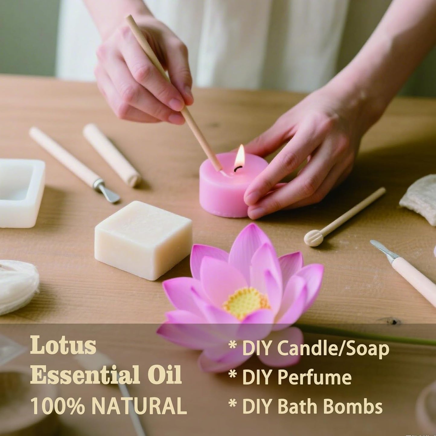 Lotus Fragrance Oil-Lotus Essential Oil 4.33oz (130ml)-100% Pure Natural Scent for Diffusers, Candles, Soap Making & Aromatherapy-Relaxing Home & Gift Essential Oil for Bath, Massage
