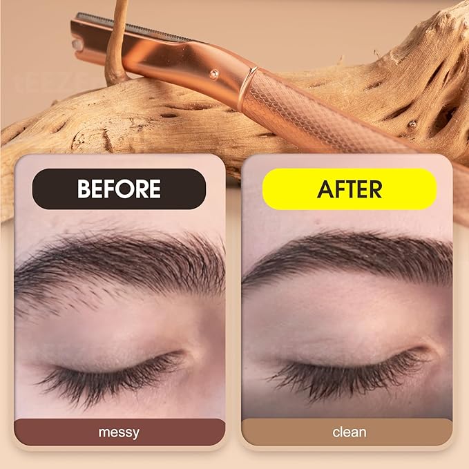 Dermaplane Razor for Women Face with 20PCS Blades,Professional Facial Razors for Peach Fuzz and Eyebrow Hair Removal,Stainless Steel Multipurpose Face Shavers with Gift Box-Gold