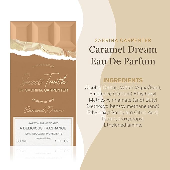 Sabrina Carpenter Caramel Dream - Long-lasting Perfume for Women - Sweet Floral Fragrance with notes of Caramelized Amber & Chocolate - Vegan - Musky Scent - 1 Fl Oz (30 mL)
