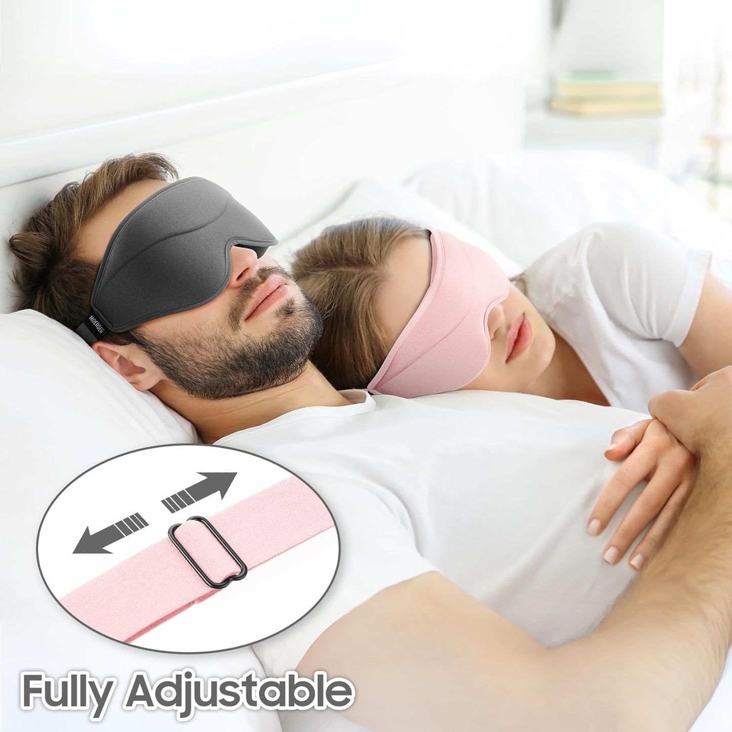 Sleep Mask - Total Blackout 3D Sleeping Mask, Super Lightweight & Silky Soft Eye Mask for Sleeping, Fully Adjustable Fit for Home, Office, Traveling, Meditation, Yoga, Pink