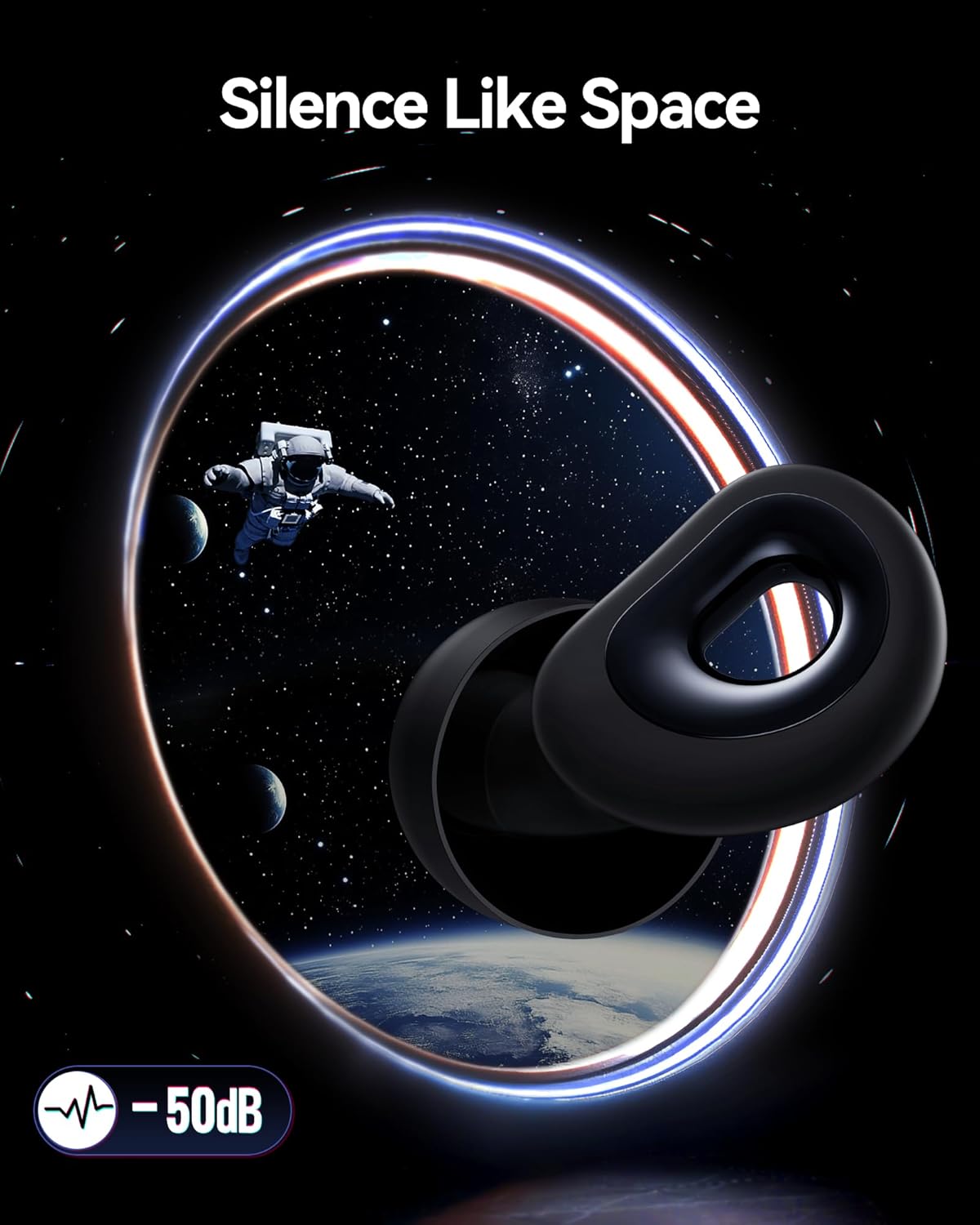 Ear Plugs for Sleeping, 50dB Noise Cancelling Ear Plug with 7 Pairs of Dual Single Layer Tips Reusable Ear Plugs for Noise Reduction, Soft Silicone Earplug for Concert, Snoring, Motorcycle Black