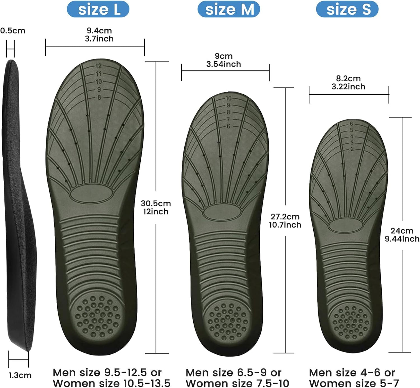 Shoe Insoles,Memory Foam Insoles Plantar Fasciitis Orthotics Shoe Inserts,Providing Excellent Shock Absorption for Feet Relief, Comfortable Insoles for Women Men Everyday Use,M [US M: 6.5-9/W: 7.5-10]