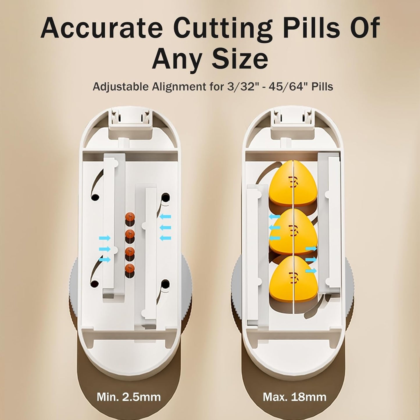 Multiple Pill Cutter - Pill Cutter Splitter for Small Tiny Large Pills Professional | Vertical Press-Down Cutting & Adjustable | Sturdy Blade & Guard | Includes Cleaning Brush (Grey)