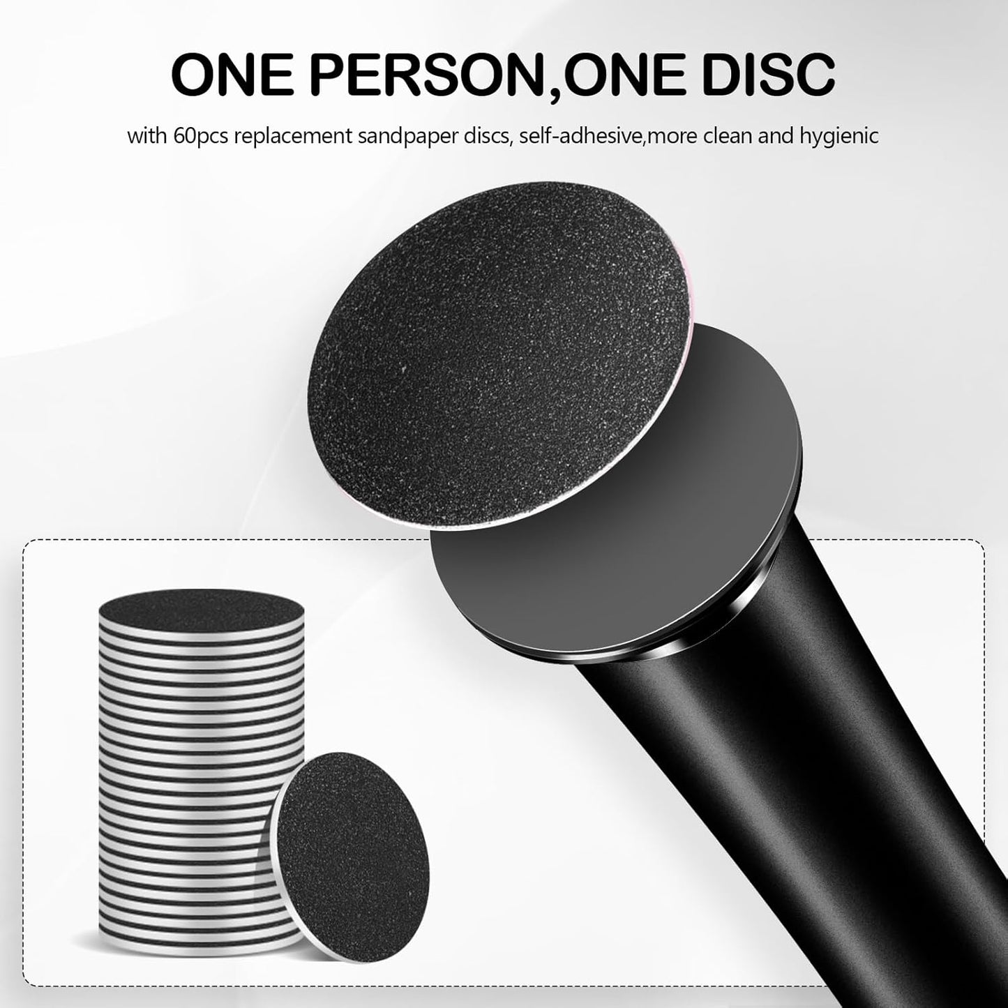 Cordless Electric Foot Callus Remover,Rechargeable Grinder Tool for Feet Dead Skin,Professional Pedicure File Heel Sander Tools with 60pcs Sandpaper Pads(Black)