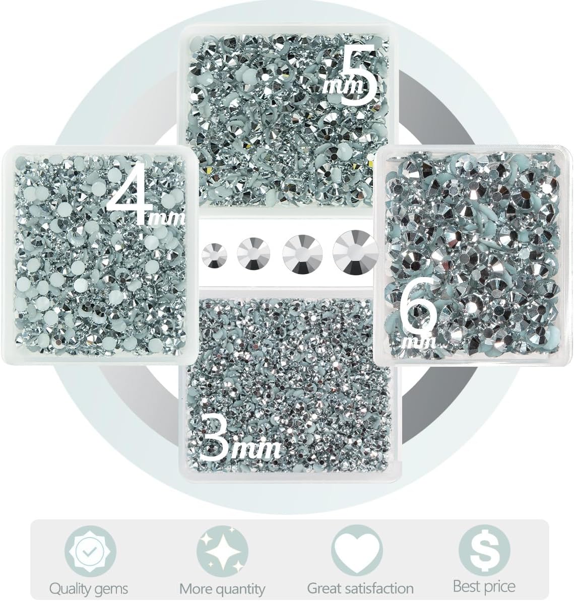 Metallic Silver Resin Rhinestones w B7000 Jewelry Glue for Bedazzling Crafting Flatback Stones 3mm 4mm 5mm 6mm Mine Silver Diamonds Crystals Gems for Nails Face Eyes Makeup Tumblers DIY Crafts