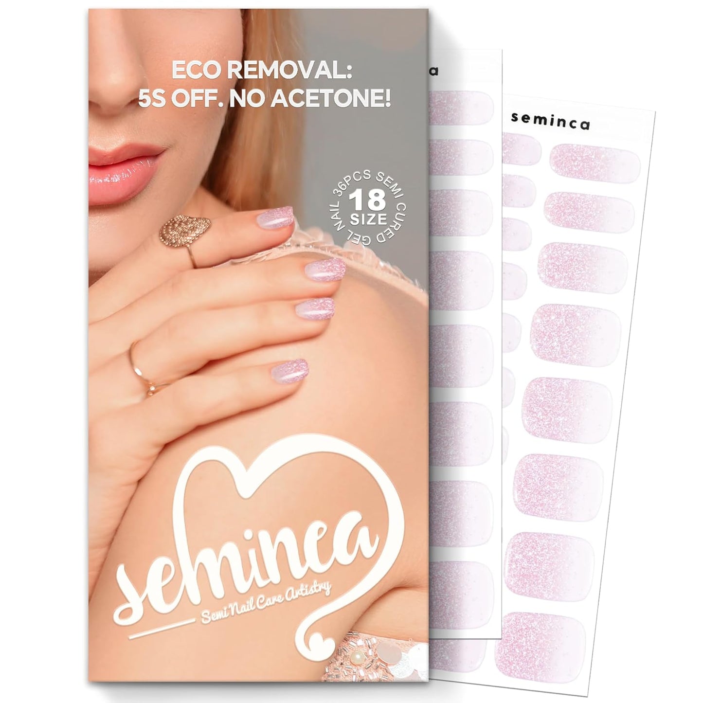 Semi Cured Gel Nail Strips-Fall winter nail stickers matte finish cozy season colors sweater weather designs for autumn and holiday parties,Works with Any UV/LED Lamps(Pink Mermaid)