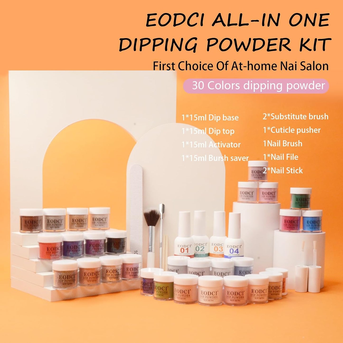 Dip Powder Nail Kit Starter, 30 Colors Dip Nails Skin Nude Brown White Green Glitter, Dark Color Acrylic Dipping Powder Liquid Set with Base/Top Coat Activator Brush Saver for Manicure DIY Gift