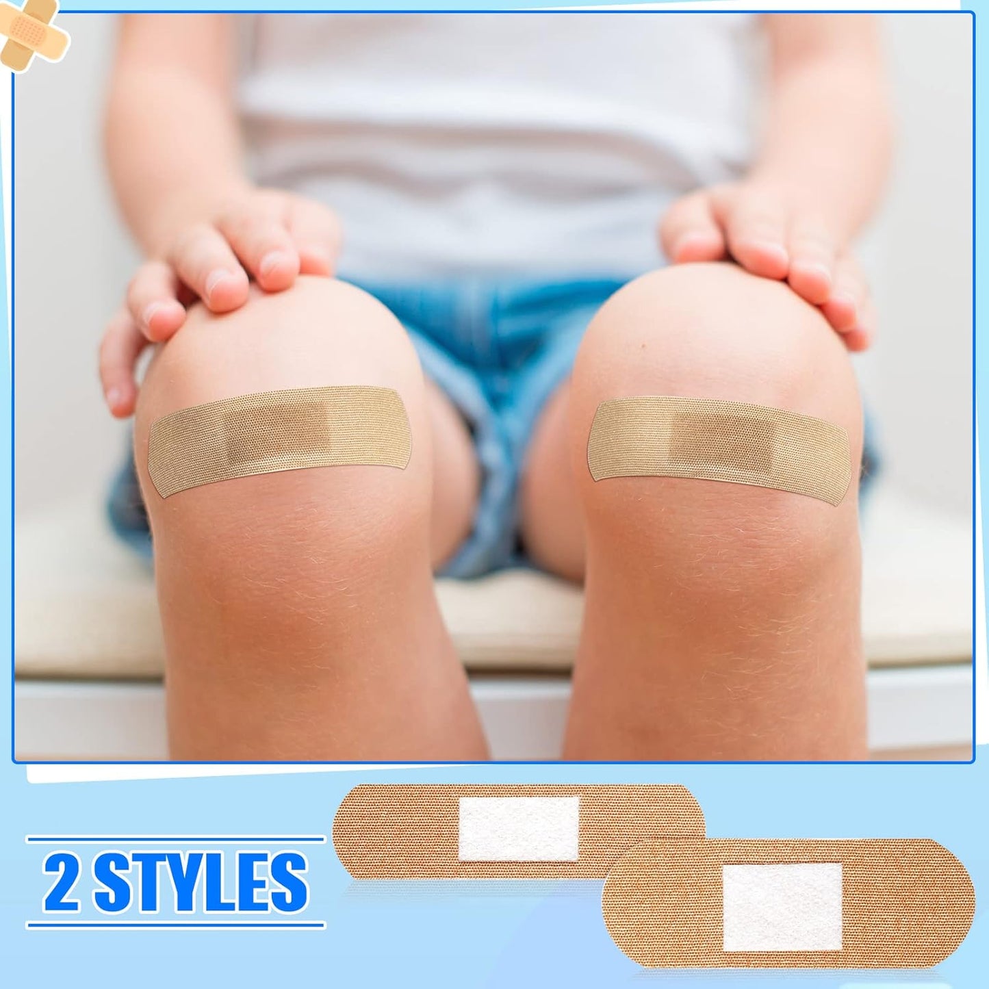 400 Pcs Flexible Fabric Adhesive Bandages Bulk Assorted Breathable Bandages for Finger Wound Family First Aid Skin Wrap(2 Styles)