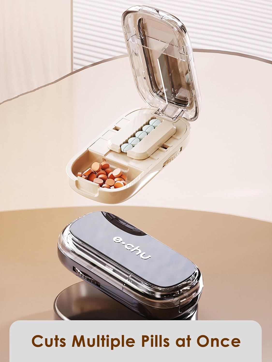 Pill Cutter Splitter for Small and Tiny Pills - Adjustable Pill Splitter with Centering Device for Cutting Multiple Pills, Precision Alignment, Easy to Use and Travel Sized (Opaline)