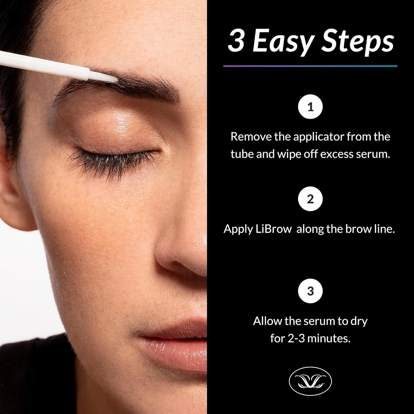 LiBrow Purified Eyebrow Serum to Grow Darker, Fuller, Thicker-Looking Brows - Natural Botanical Extracts, Safe for Sensitive Skin & Thin Overplucked Brows - Vegan & Cruelty-Free (3mL, 90-Day Supply)