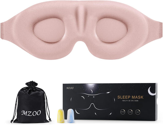 MZOO Luxury Sleep Eye Mask for Side Sleeper Men Women, Zero Eye Pressure 3D Sleeping Mask, Light Blocking Patented Design Night Blindfold, Soft Eye Shade Cover for Travel, Pink