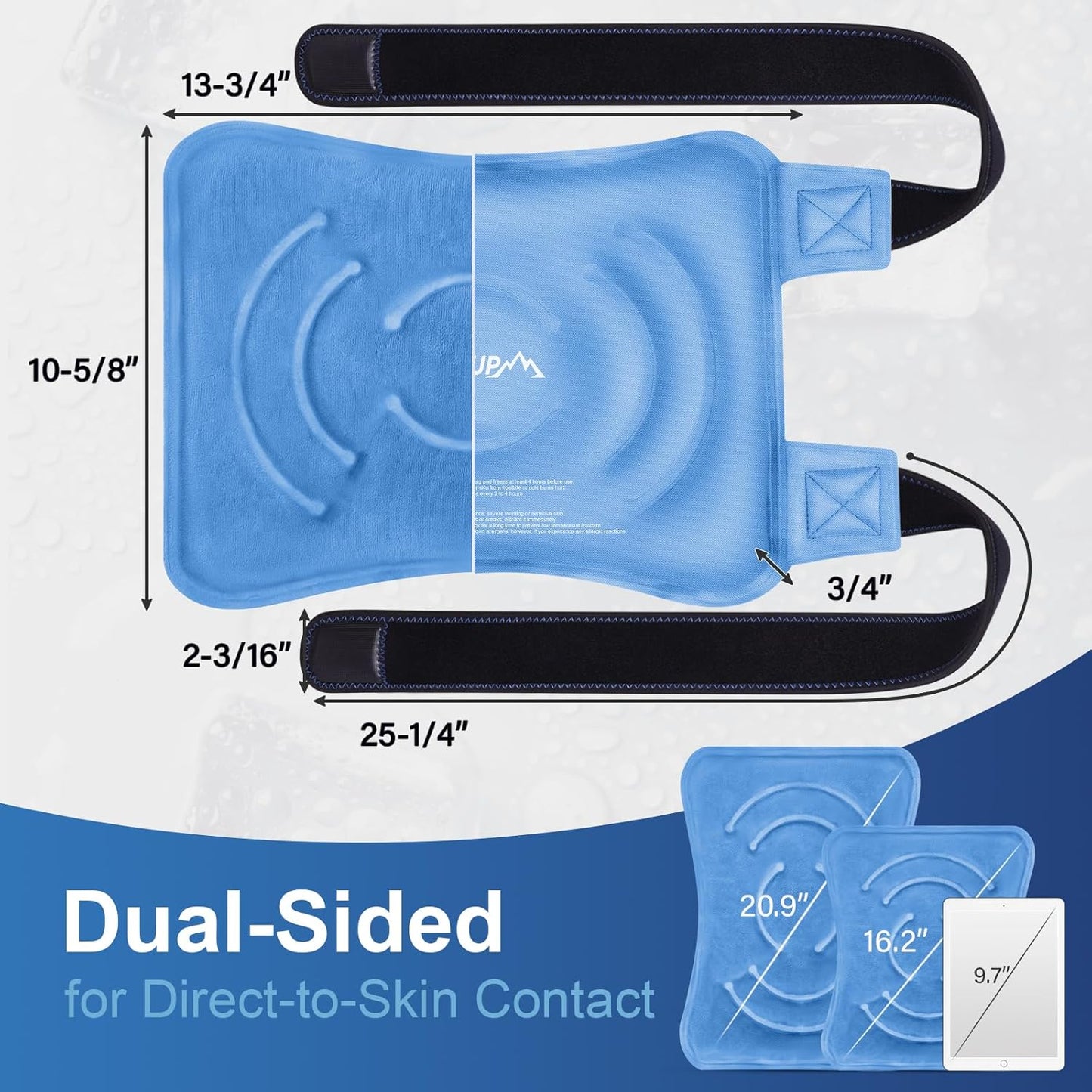 APEXUP Ice Pack for Knee Pain Relief, Large Reusable Wrap After Surgery, Flexible Gel Cold Pack for Injuries, Pain Relief for Back, Shoulder, Elbow, Ankle and Leg (Blue, L, 1PK)